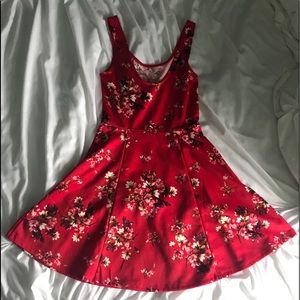 Floral Red Skater Dress